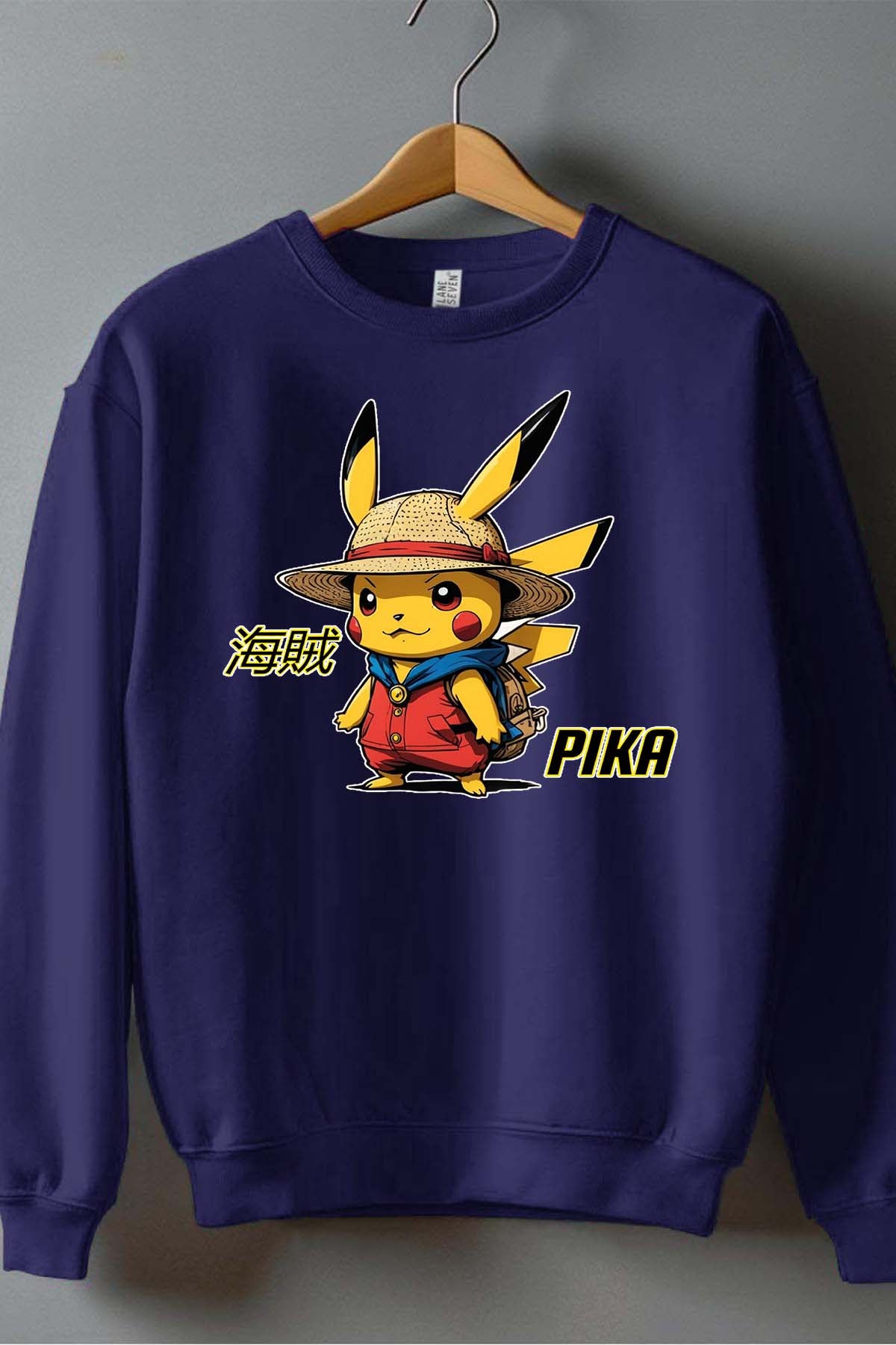 COULEUR:Marine|Sweat Col Rond Homme | Pika Luffy Marine