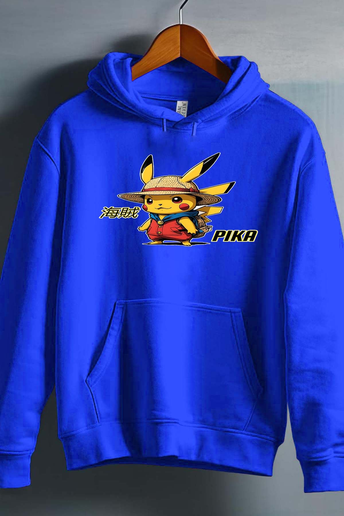 COULEUR:Bleu Roi|Sweat Capuche Homme | Pika Luffy Bleu Roi