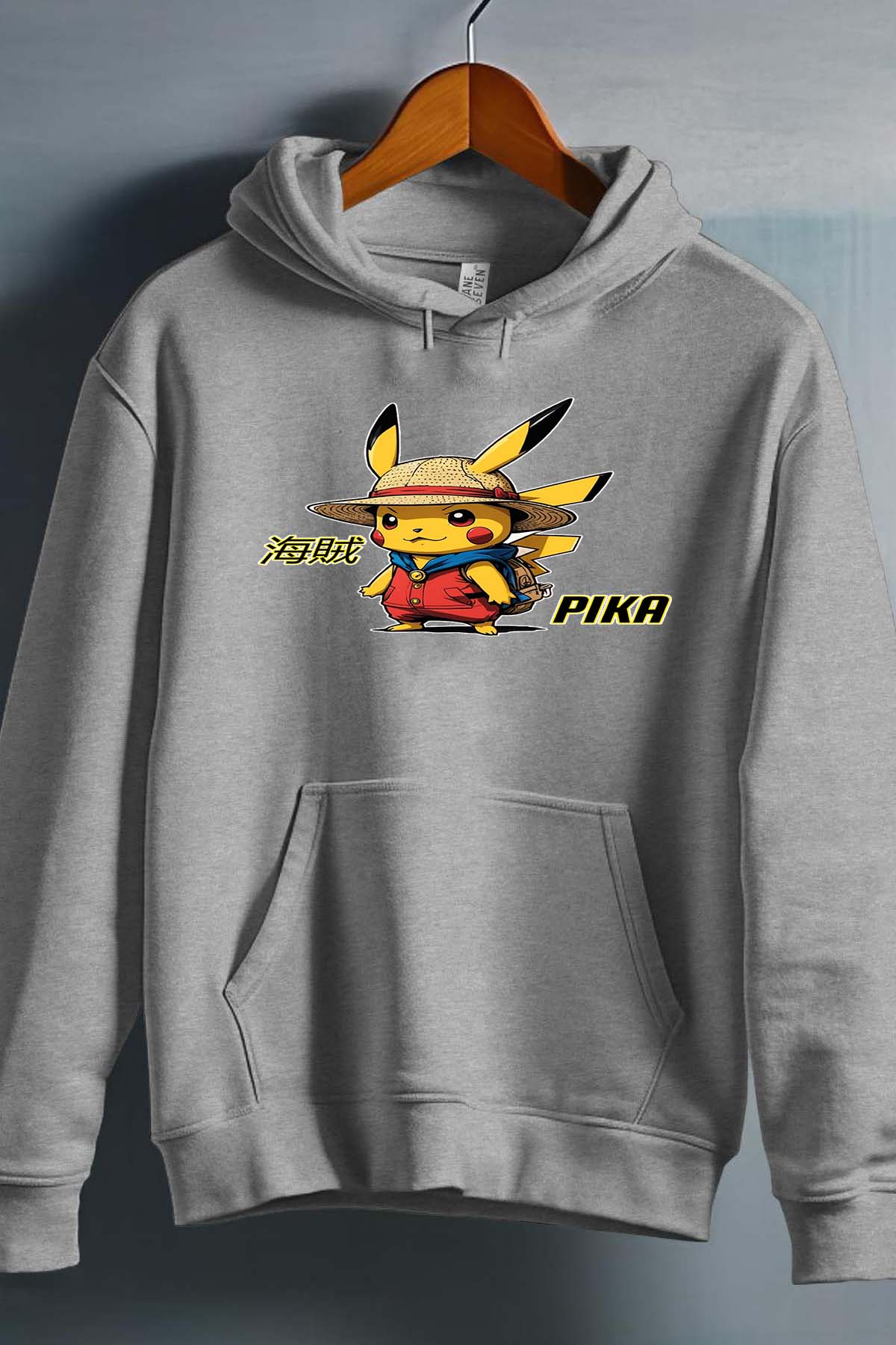 COULEUR:Gris|Sweat Capuche Homme | Pika Luffy Gris