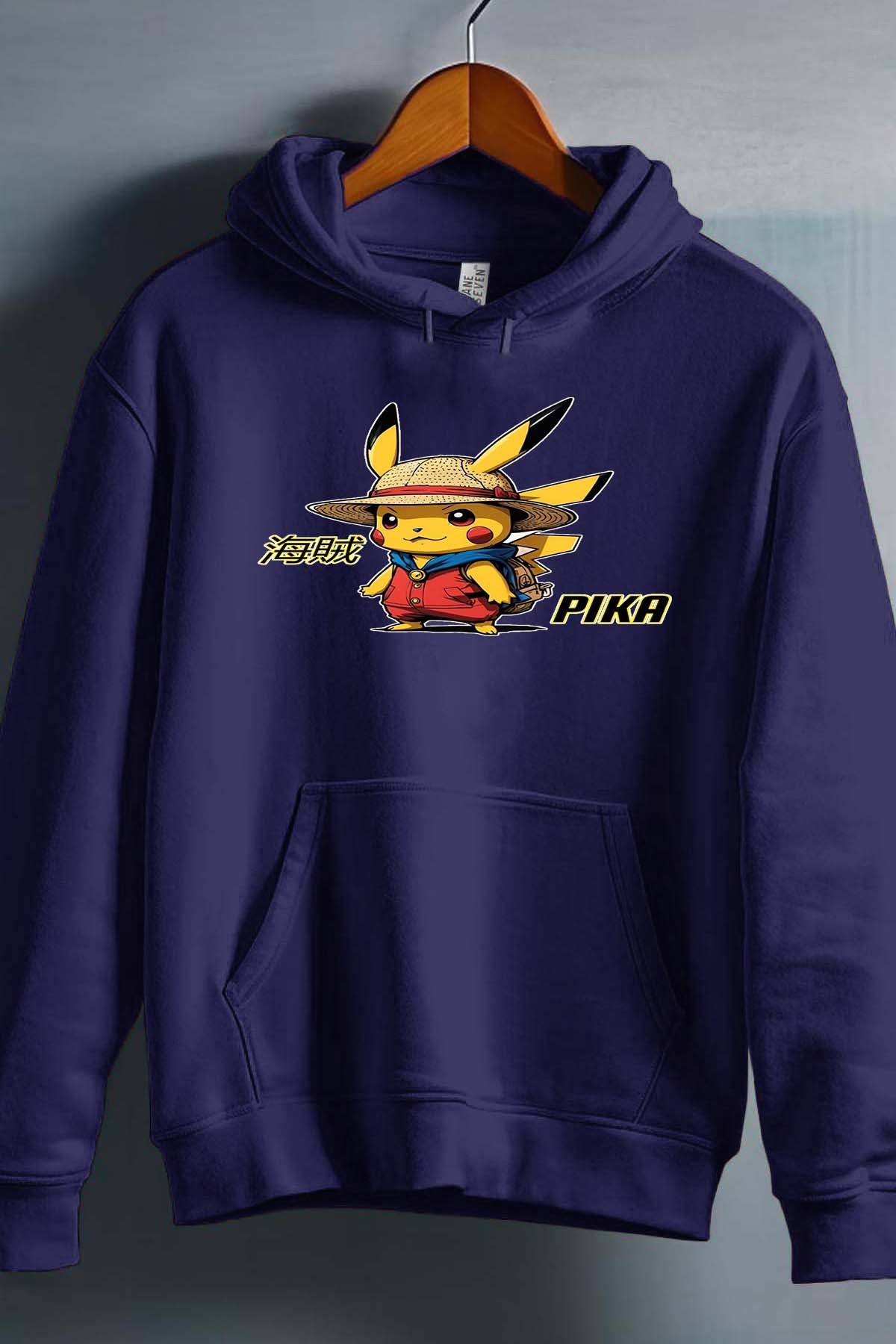 COULEUR:Marine|Sweat Capuche Homme | Pika Luffy Marine