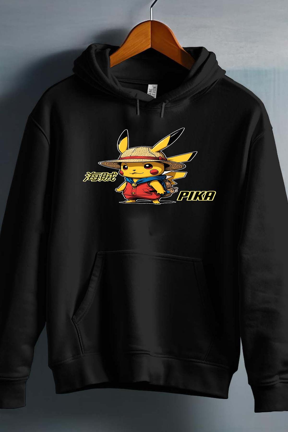 COULEUR:Noir|Sweat Capuche Homme | Pika Luffy Noir
