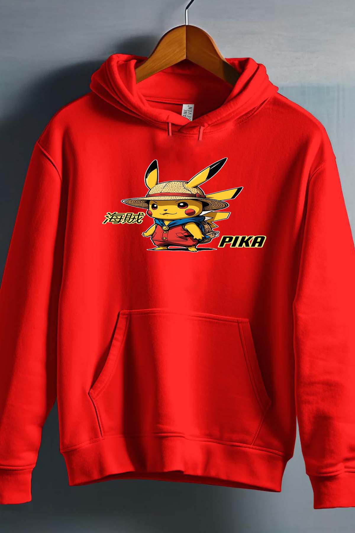 COULEUR:Rouge|Sweat Capuche Homme | Pika Luffy Rouge