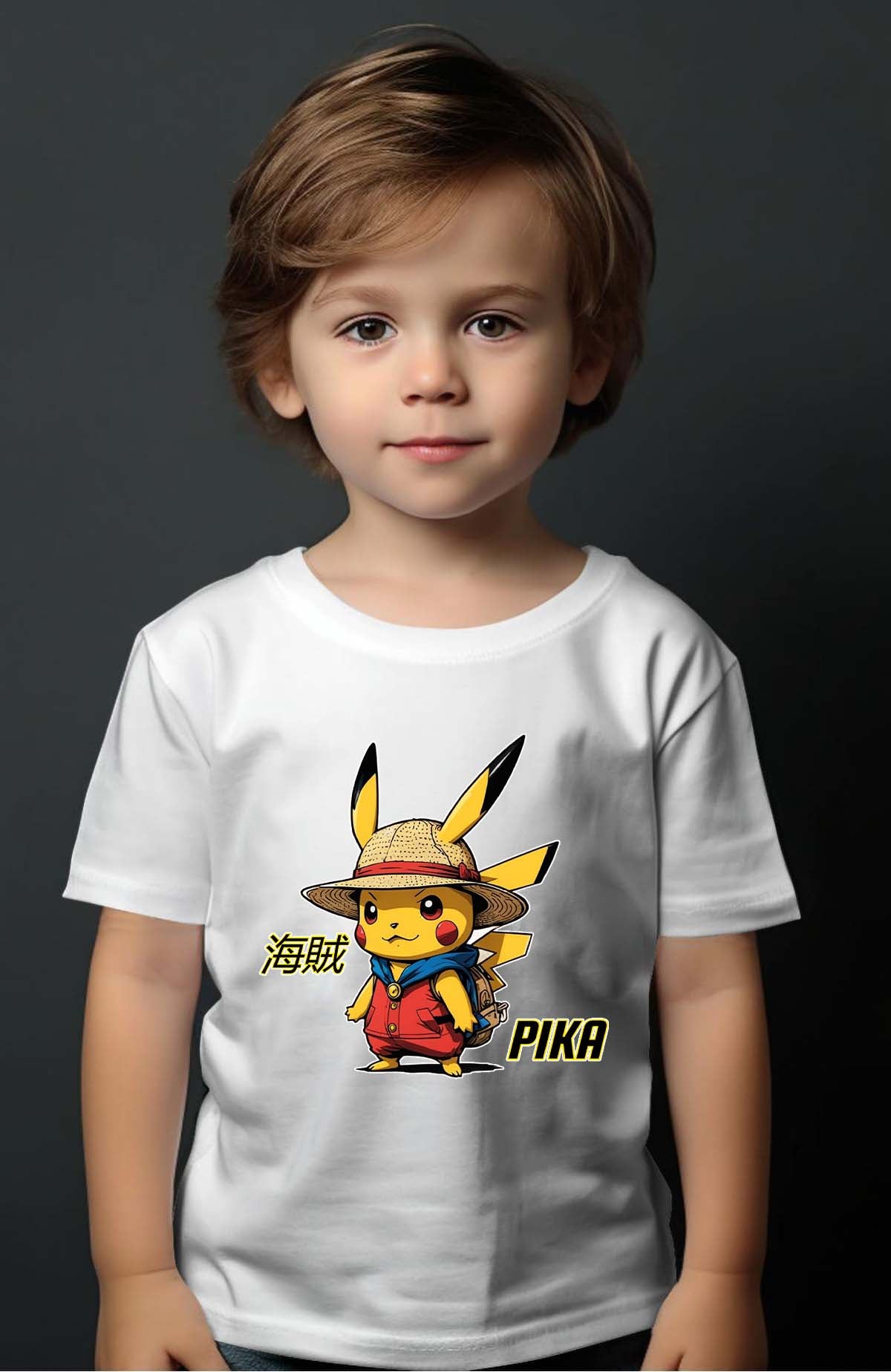 COULEUR:Blanc|T-shirt Garçon | Pika Luffy Blanc