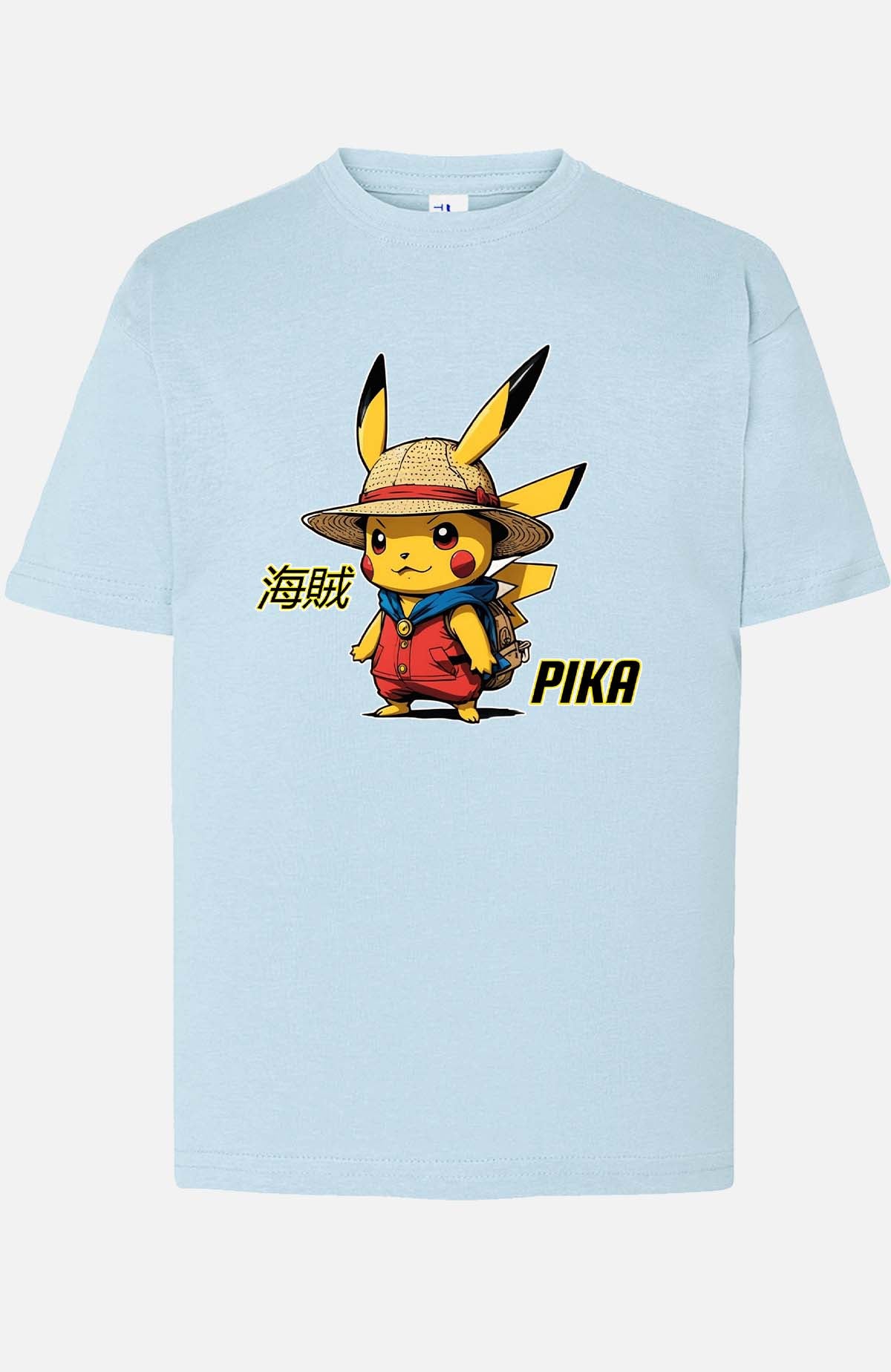 COULEUR:Bleu Ciel|T-shirt Garçon | Pika Luffy Bleu Ciel