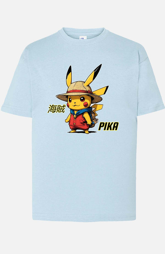 COULEUR:Bleu Ciel|T-shirt Garçon | Pika Luffy Bleu Ciel