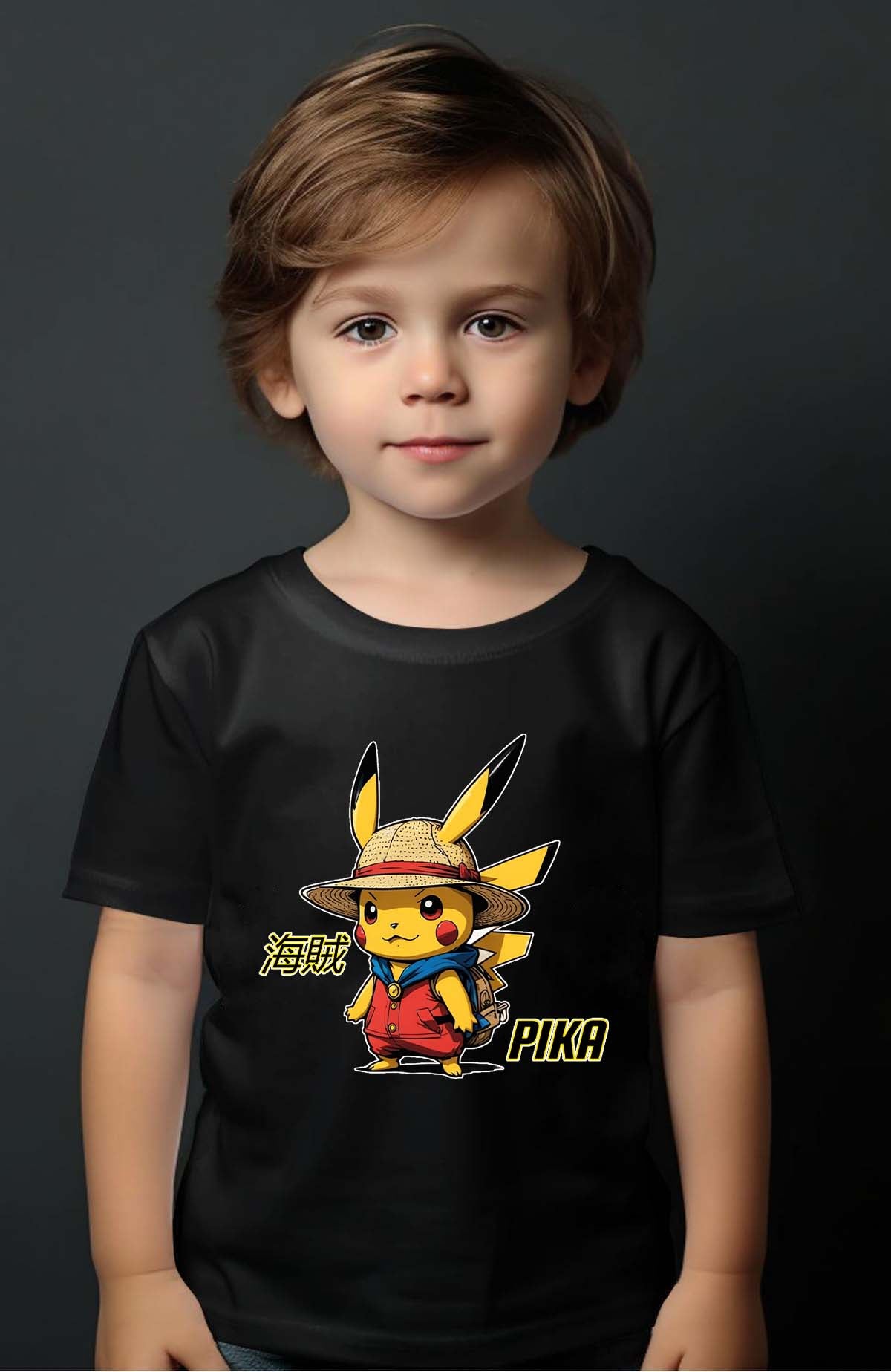COULEUR:Noir|T-shirt Garçon | Pika Luffy Noir