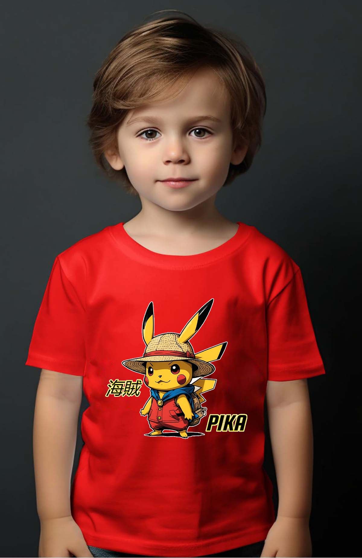 COULEUR:Rouge|T-shirt Garçon | Pika Luffy Rouge