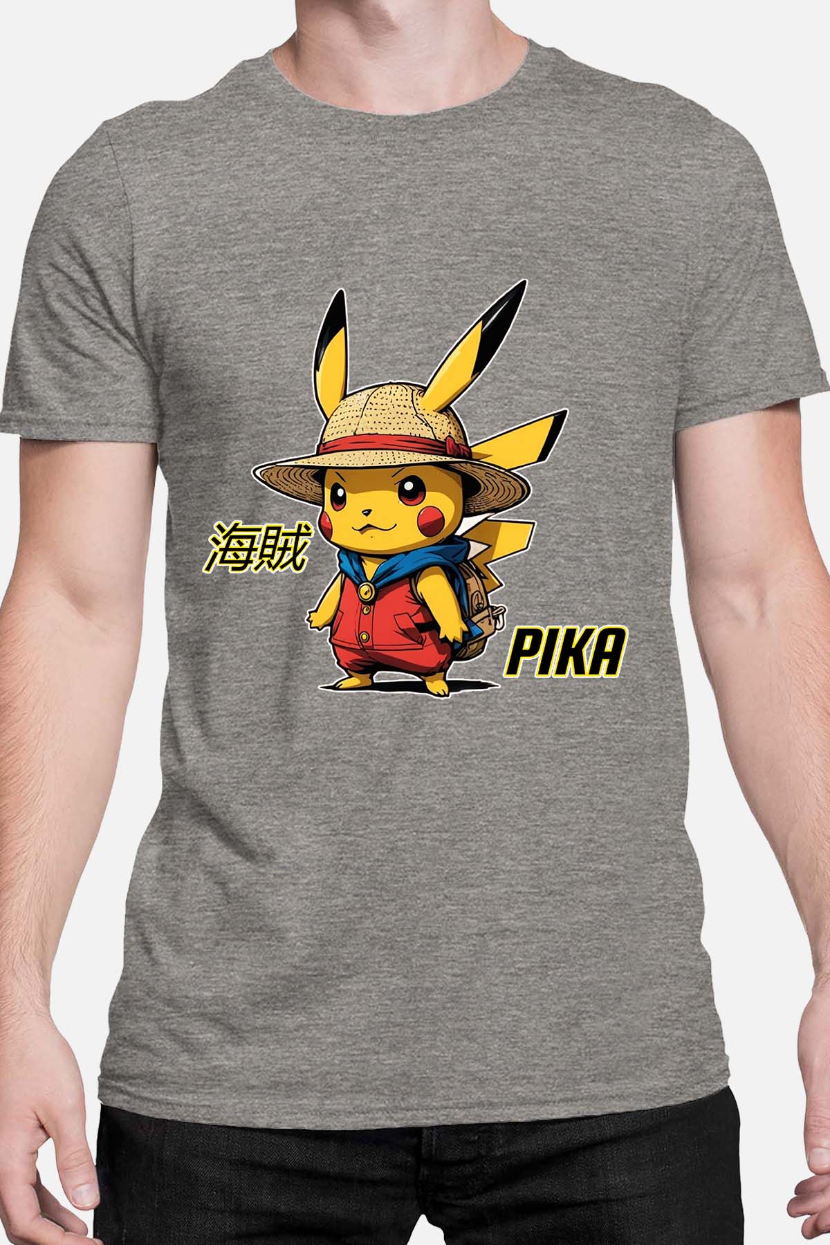 COULEUR:Gris|T-shirt Homme | Pika Luffy Gris