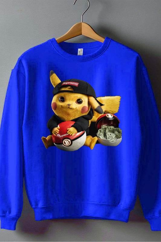 COULEUR:Bleu Roi|Sweat Col Rond Homme | Pika la street Bleu Roi