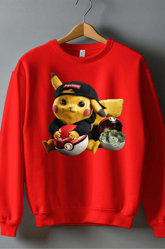 COULEUR:Rouge|Sweat Col Rond Homme | Pika la street Rouge