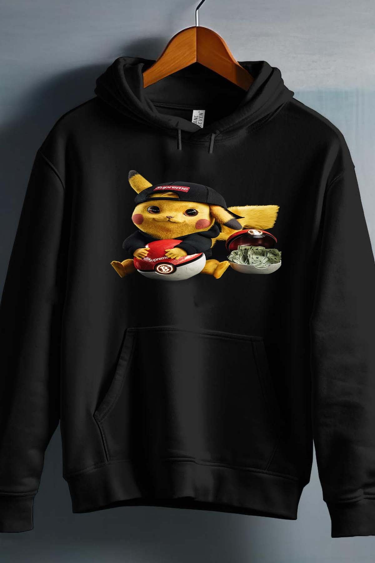 COULEUR:Noir|Sweat Capuche Garçon | Pika la street Noir