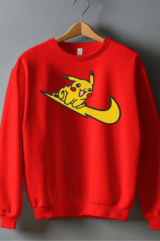 COULEUR:Rouge|Sweat Col Rond Garçon | Pika on virgule Rouge