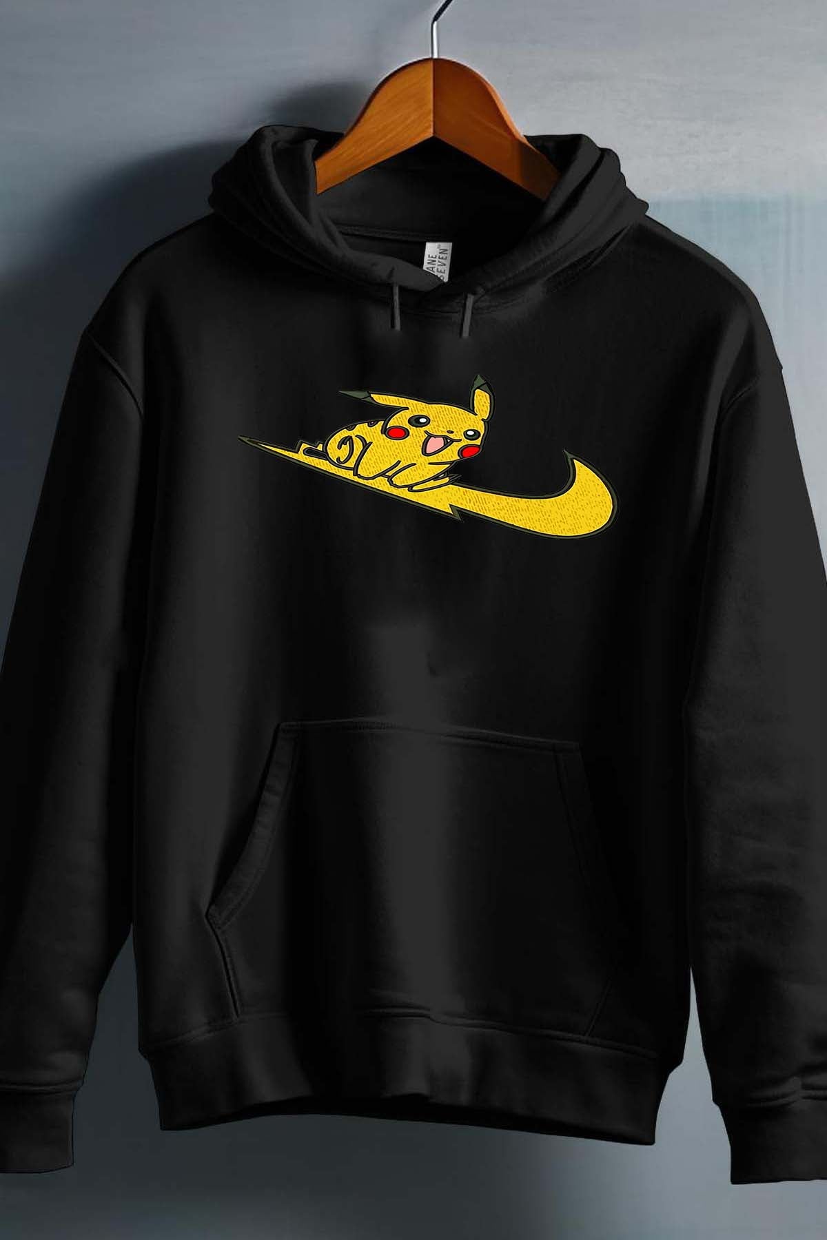 COULEUR:Noir|Sweat Capuche Garçon | Pika on virgule Noir