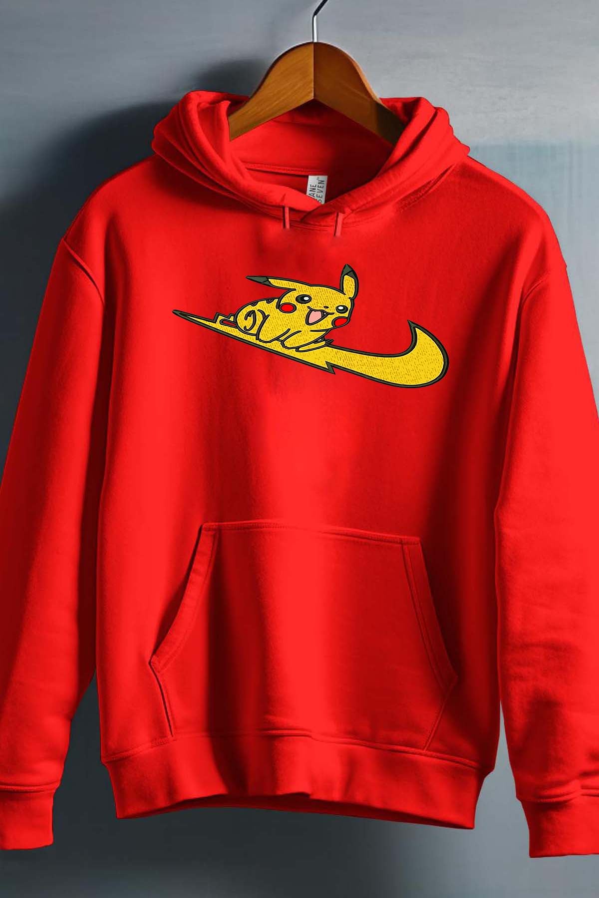 COULEUR:Rouge|Sweat Capuche Garçon | Pika on virgule Rouge