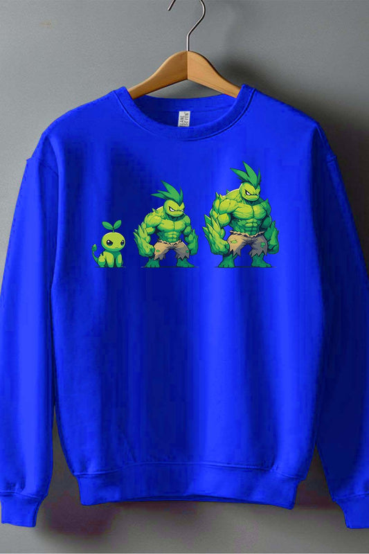 COULEUR:Bleu Roi|Sweat Col Rond Homme | PokHulk Bleu Roi