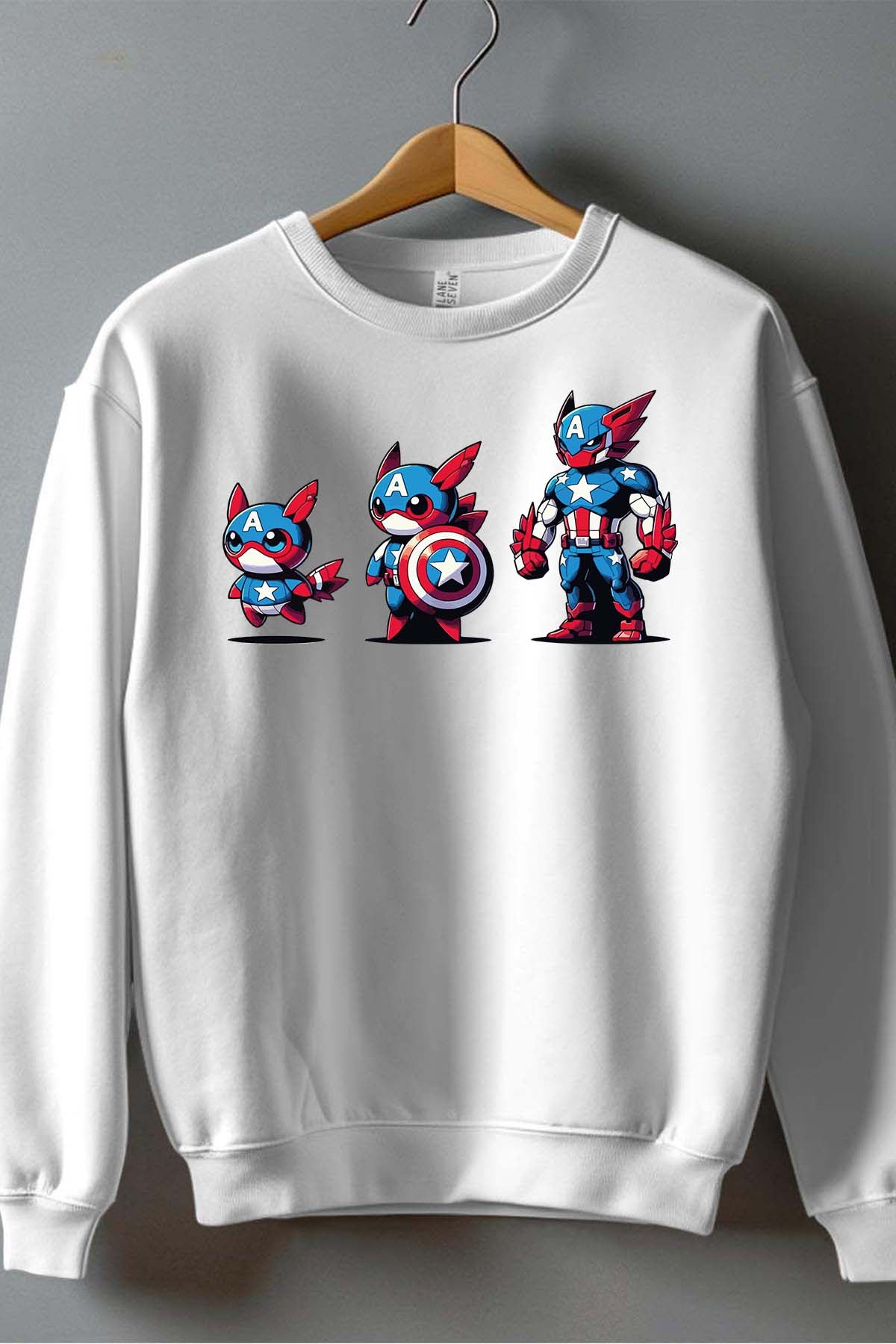 COULEUR:Blanc|Sweat Col Rond Garçon | Poke America Blanc