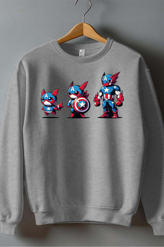 COULEUR:Gris|Sweat Col Rond Homme | Poke America Gris