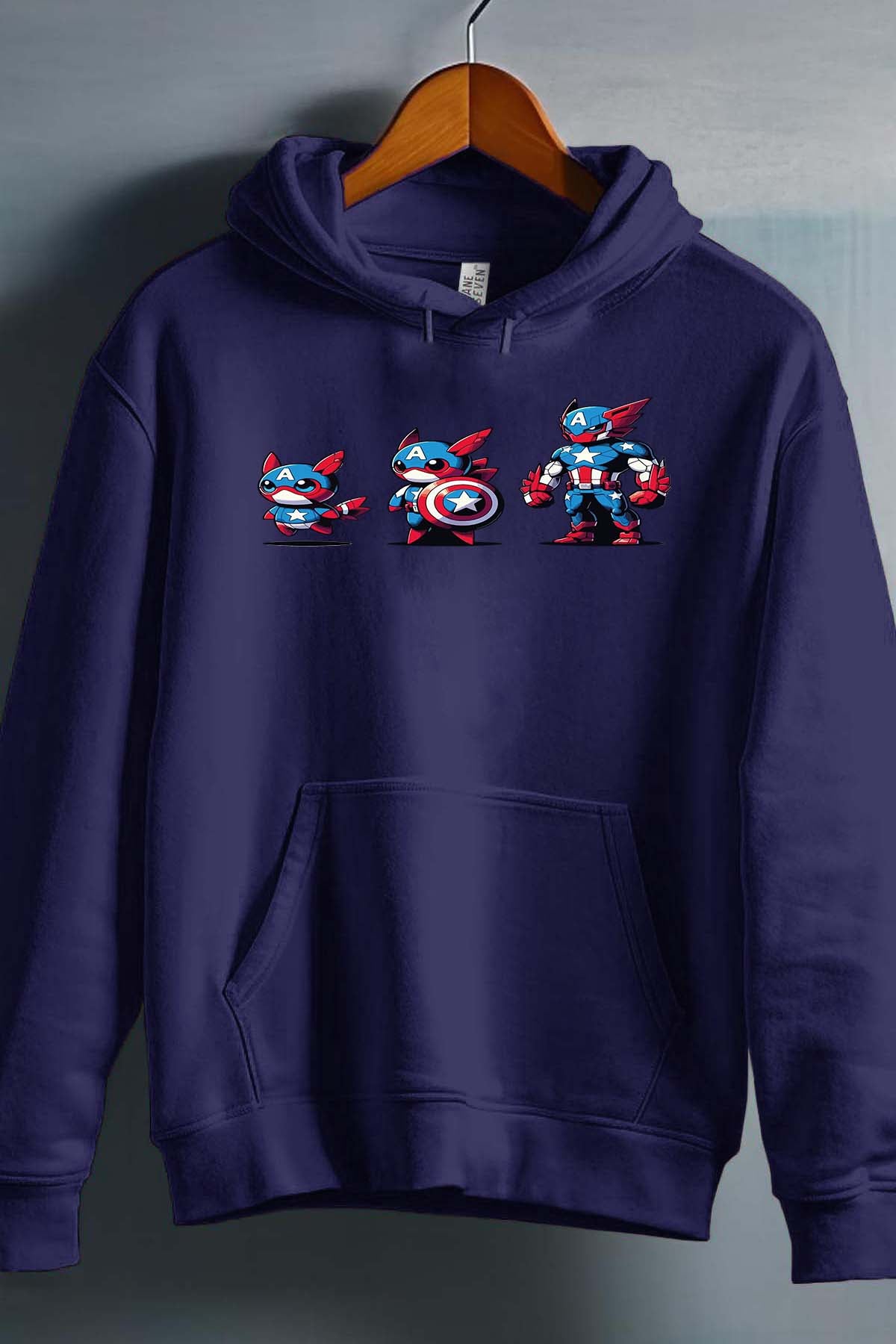 COULEUR:Marine|Sweat Capuche Garçon | Poke America Marine