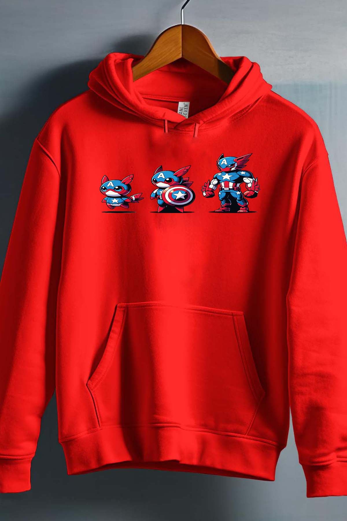COULEUR:Rouge|Sweat Capuche Garçon | Poke America Rouge