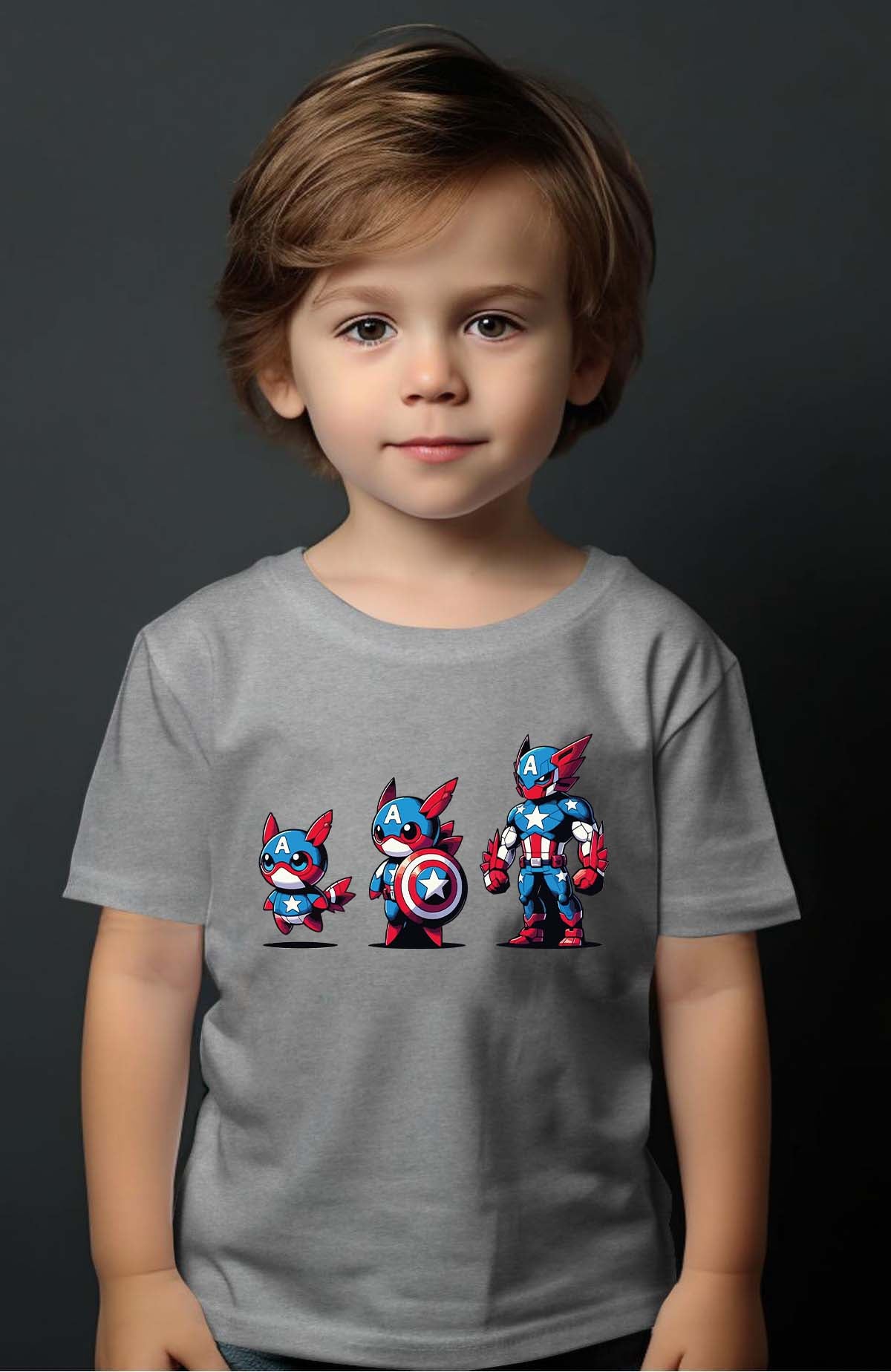COULEUR:Gris|T-shirt Garçon | Poke America Gris