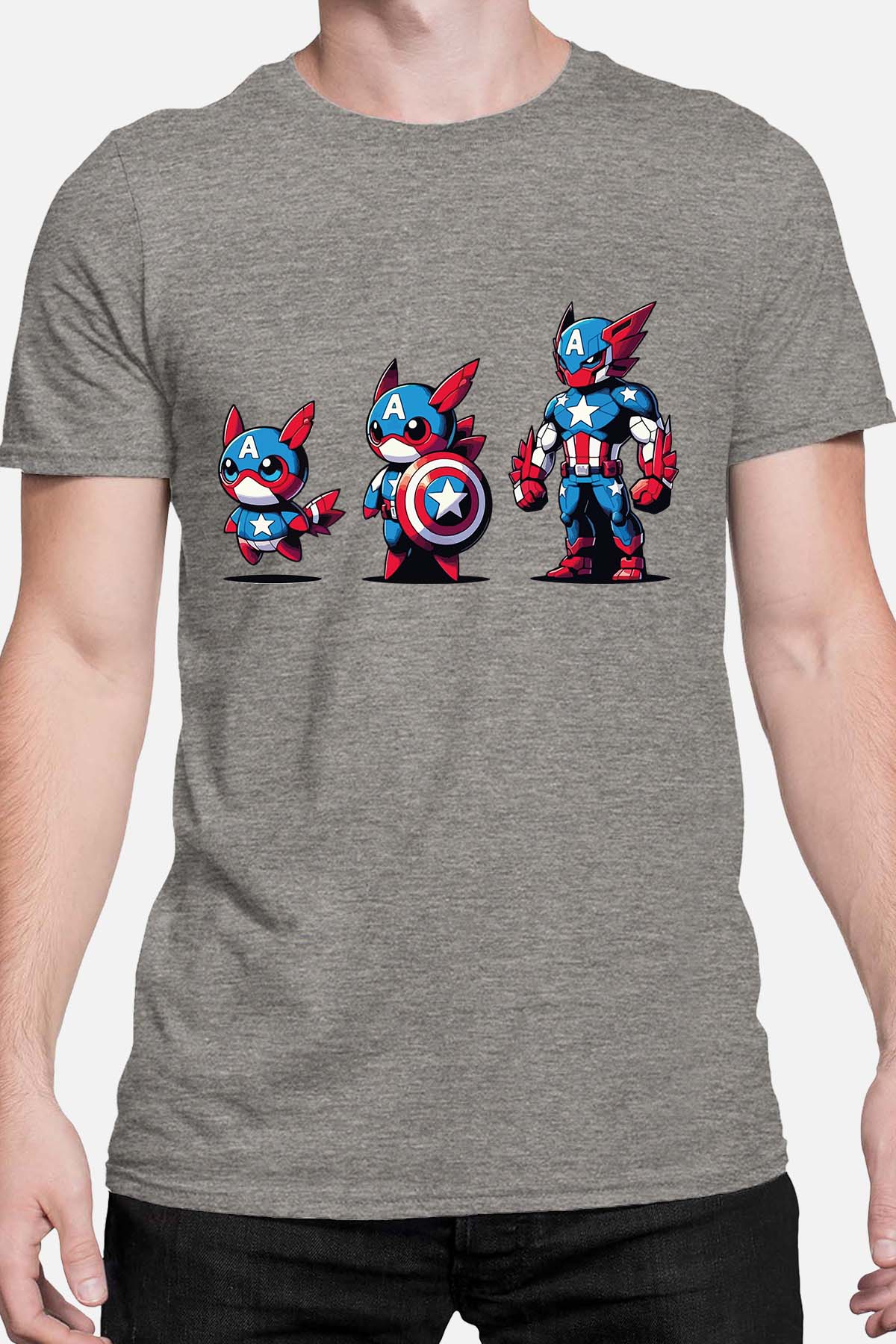 COULEUR:Gris|T-shirt Homme | Poke America Gris