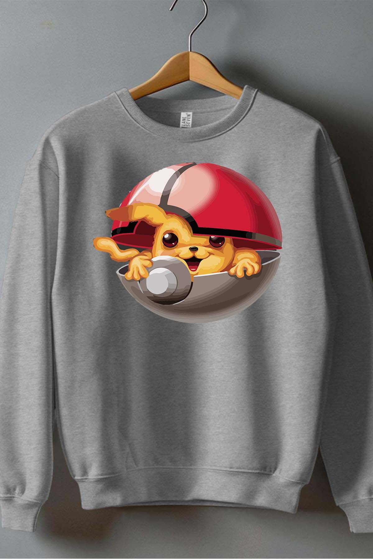 COULEUR:Gris|Sweat Col Rond Garçon | Poke Ball Mon Gris
