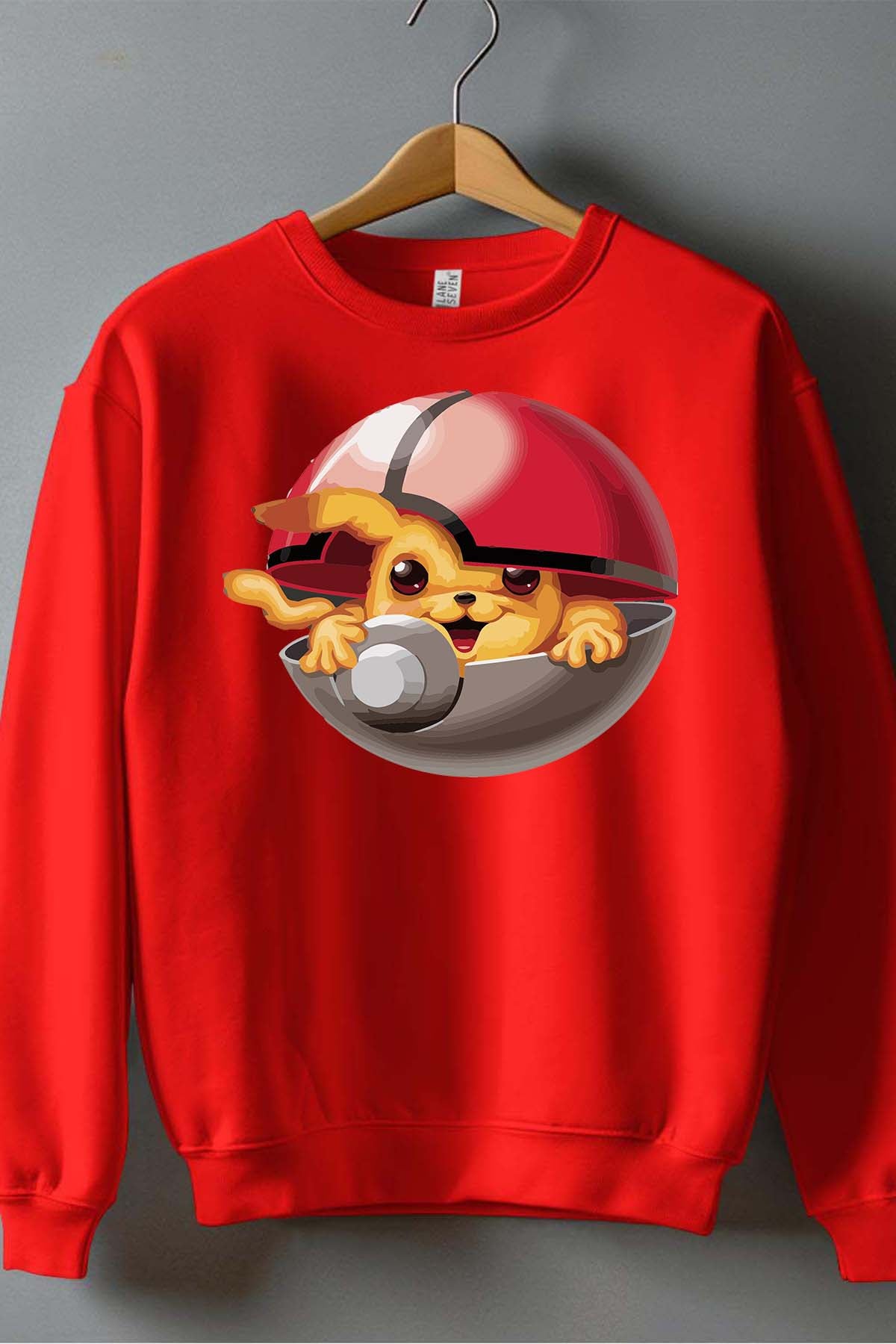 COULEUR:Rouge|Sweat Col Rond Garçon | Poke Ball Mon Rouge