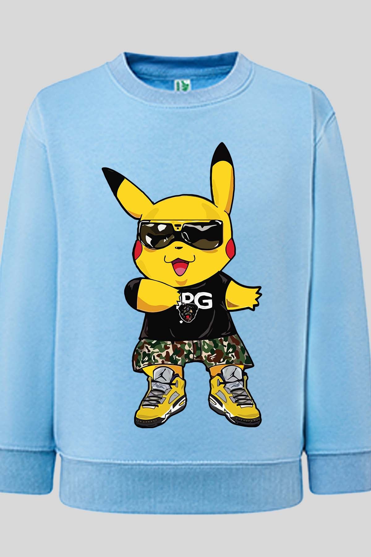 COULEUR:Bleu Ciel|Sweat Col Rond Homme | Poké D&G Bleu Ciel