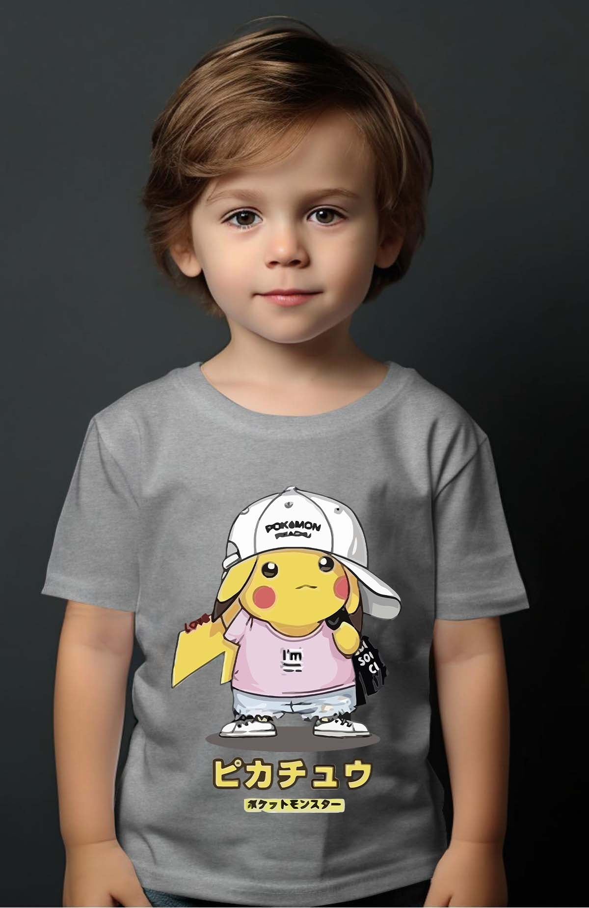 COULEUR:Gris|T-shirt Garçon | Poke casquette Gris