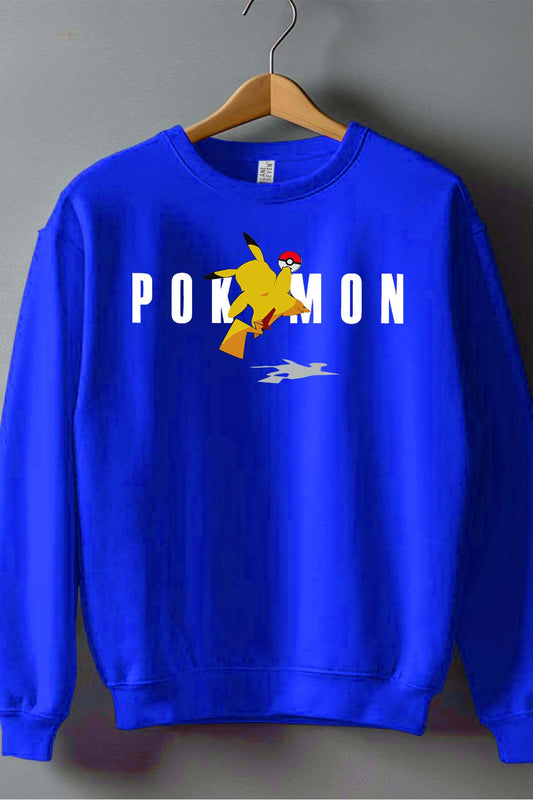 COULEUR:Bleu Roi|Sweat Col Rond Garçon | Pokemon Jojo Bleu Roi