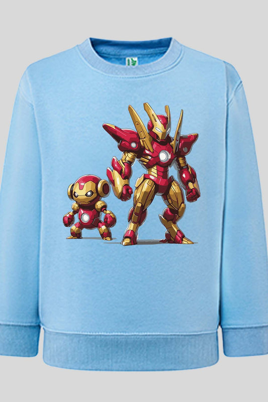 COULEUR:Bleu Ciel|Sweat Col Rond Garçon | Pokiron Bleu Ciel
