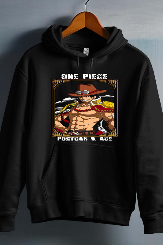 COULEUR:Noir|Sweat Capuche Garçon | Portgas D cadre Noir