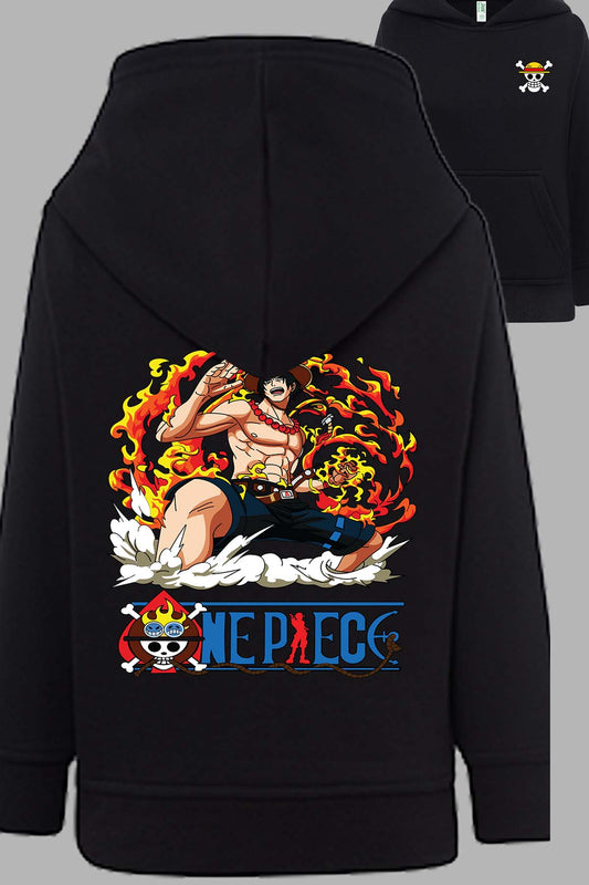 COULEUR:Noir|Sweat Capuche Garçon | Portgas Fire Noir