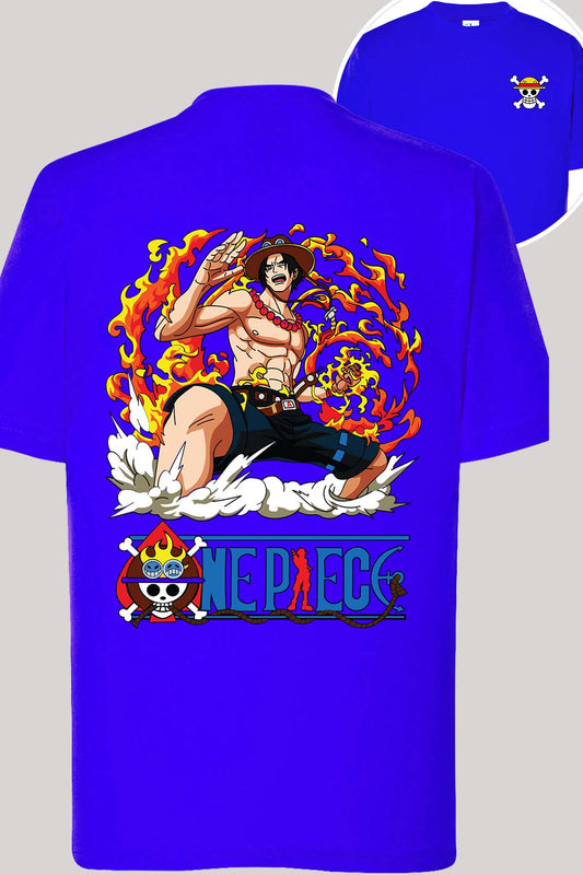 COULEUR:Bleu Roi|T-shirt Garçon | Portgas Fire Bleu Roi