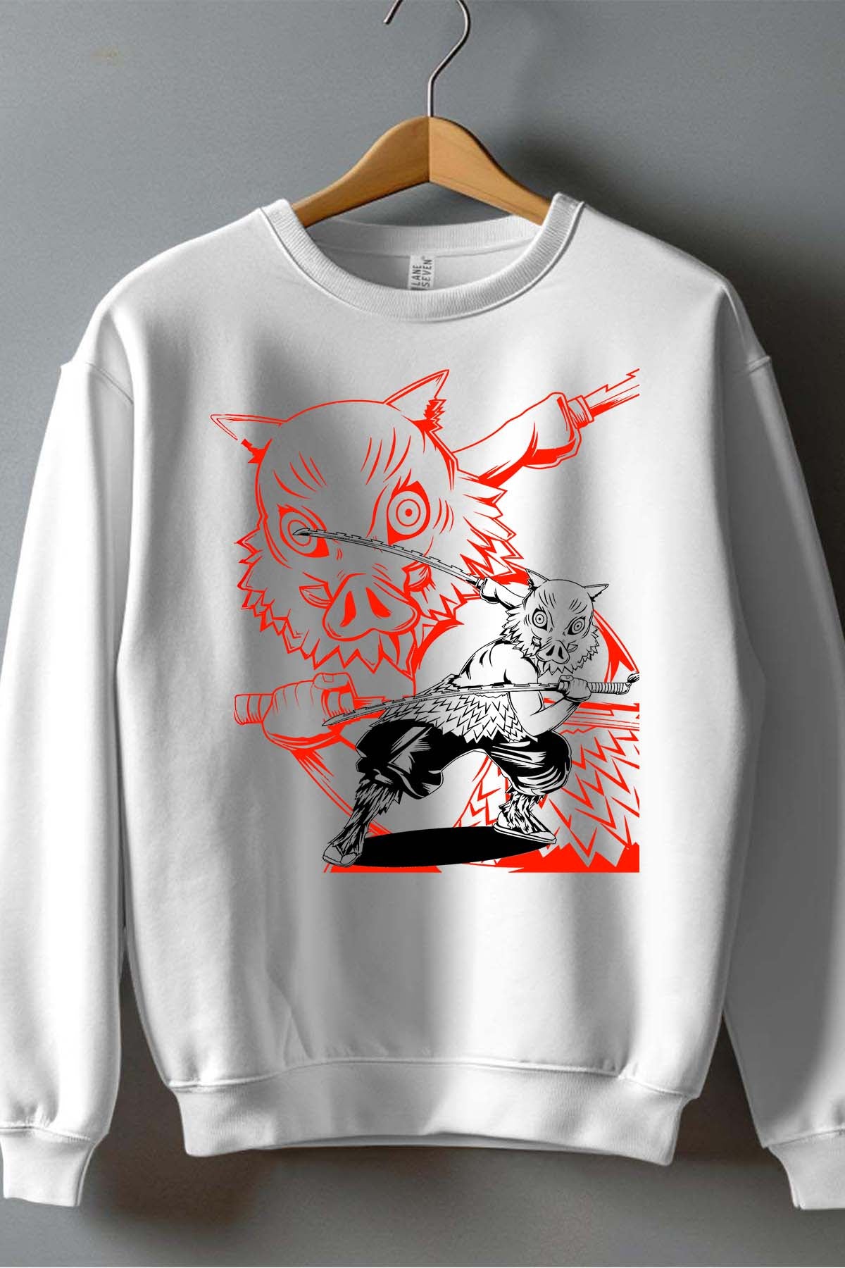COULEUR:Blanc|Sweat Col Rond Garçon | Rage Sanglier Blanc