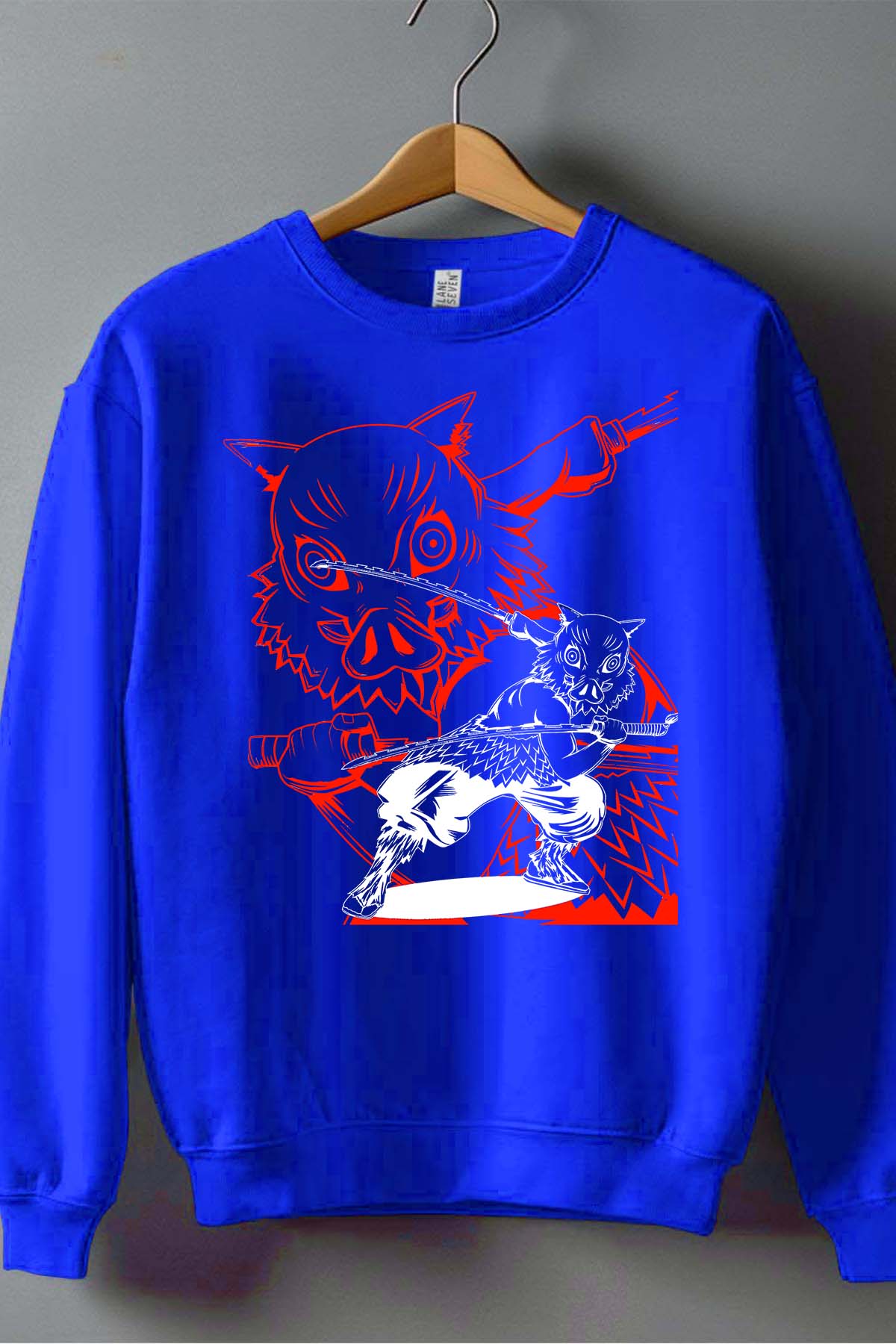 COULEUR:Bleu Roi|Sweat Col Rond Garçon | Rage Sanglier Bleu Roi