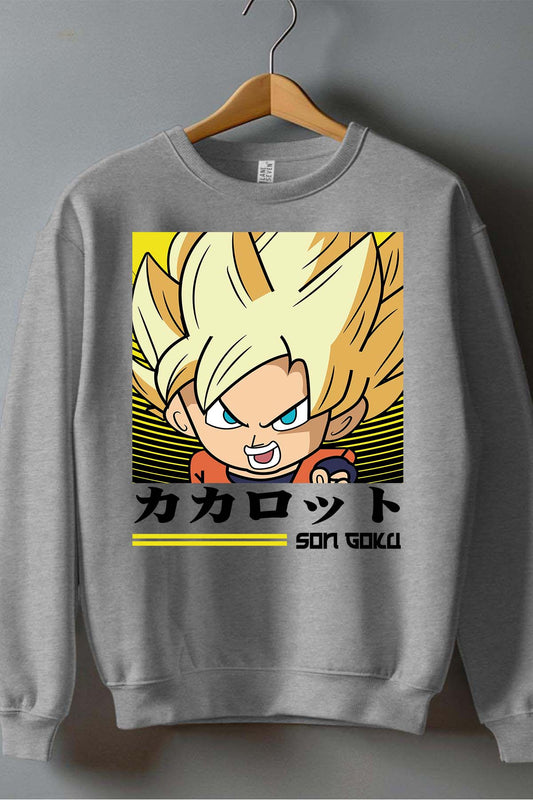 COULEUR:Gris|Sweat Col Rond Garçon | SON GOKU CHIBI 01 Gris