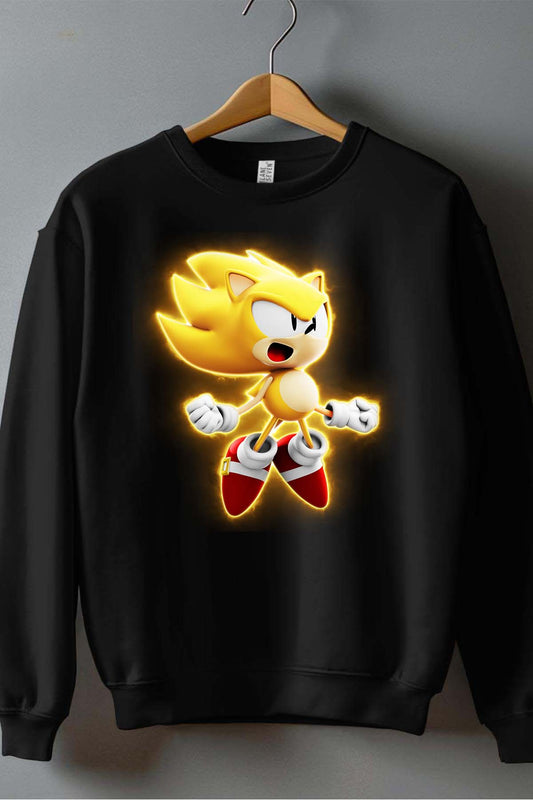 COULEUR:Noir|Sweat Col Rond Garçon | Sonic Gold Noir