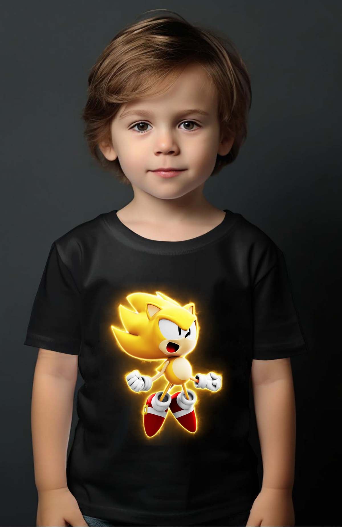 COULEUR:Noir|T-shirt Garçon | Sonic Gold Noir