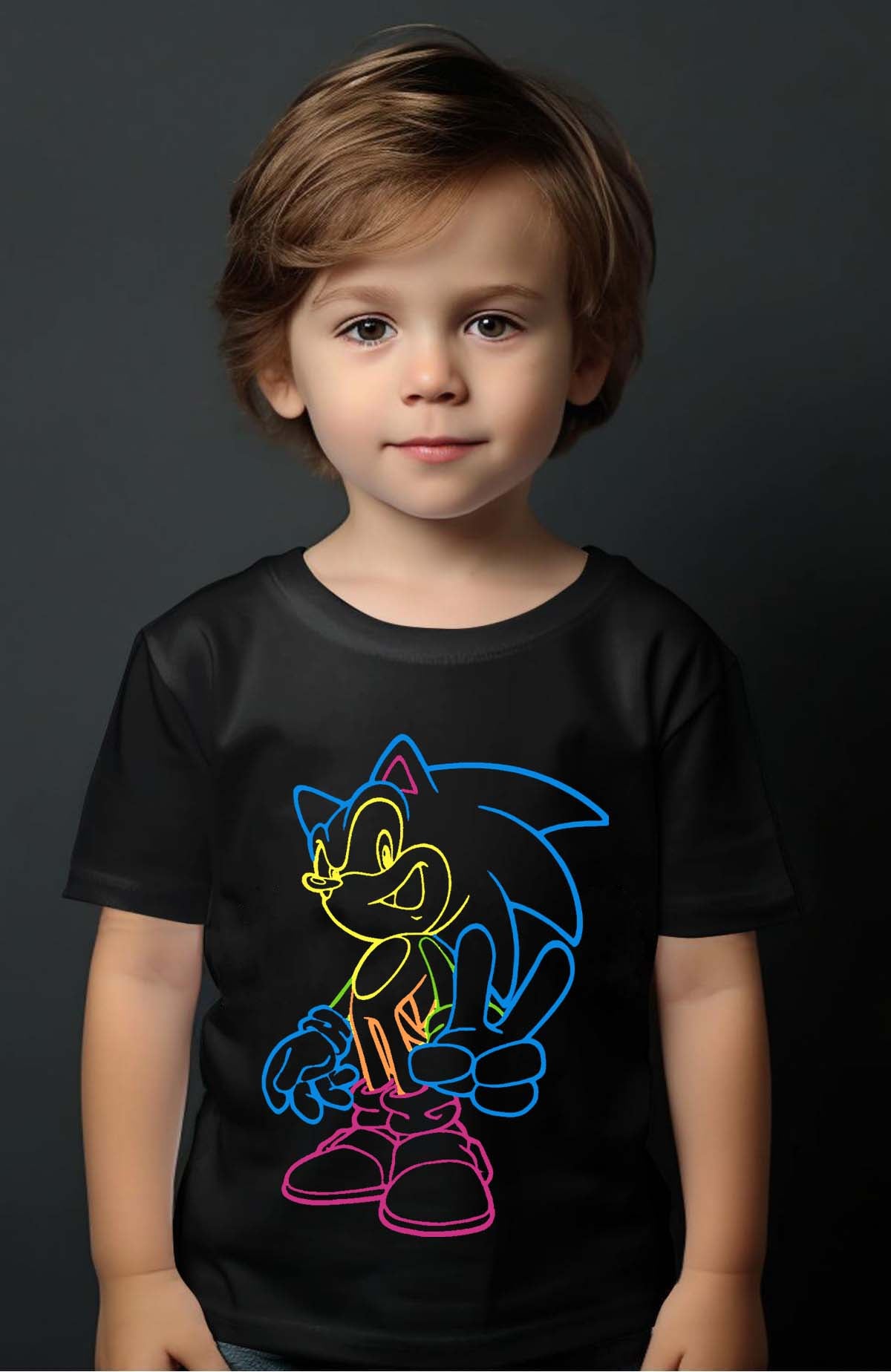 COULEUR:Noir|T-shirt Garçon | Sonic light Noir