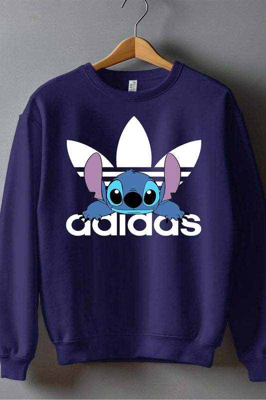 COULEUR:Marine|Sweat Col Rond Garçon | Stich adid allongé Marine
