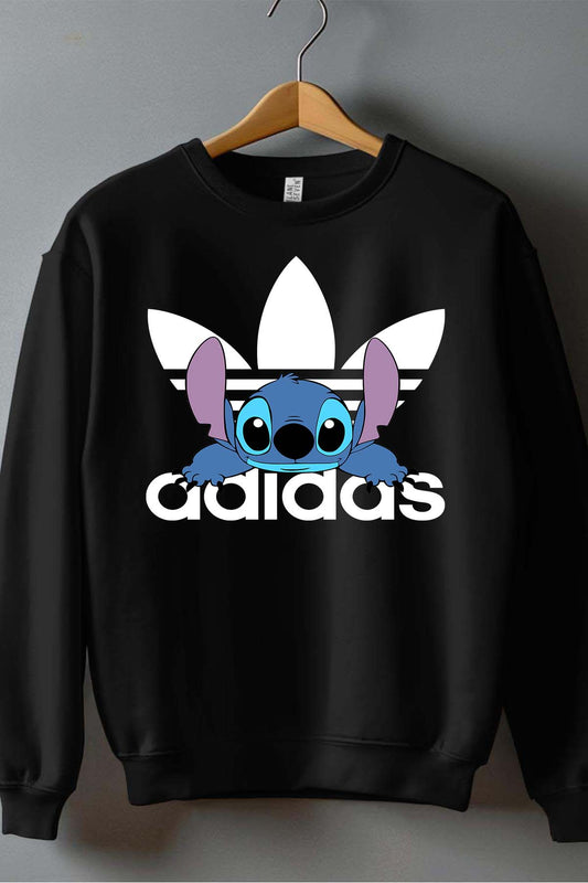 COULEUR:Noir|Sweat Col Rond Garçon | Stich adid allongé Noir