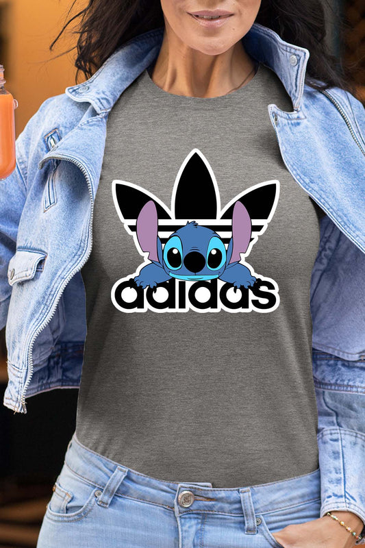 COULEUR:Gris|T-shirt Femme | Stich adid allongé Gris