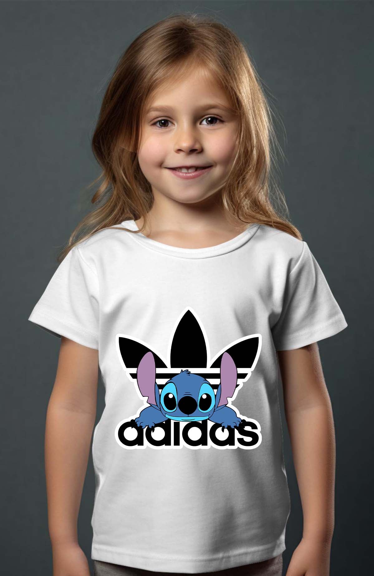 COULEUR:Blanc|T-shirt Fille | Stich adid allongé Blanc