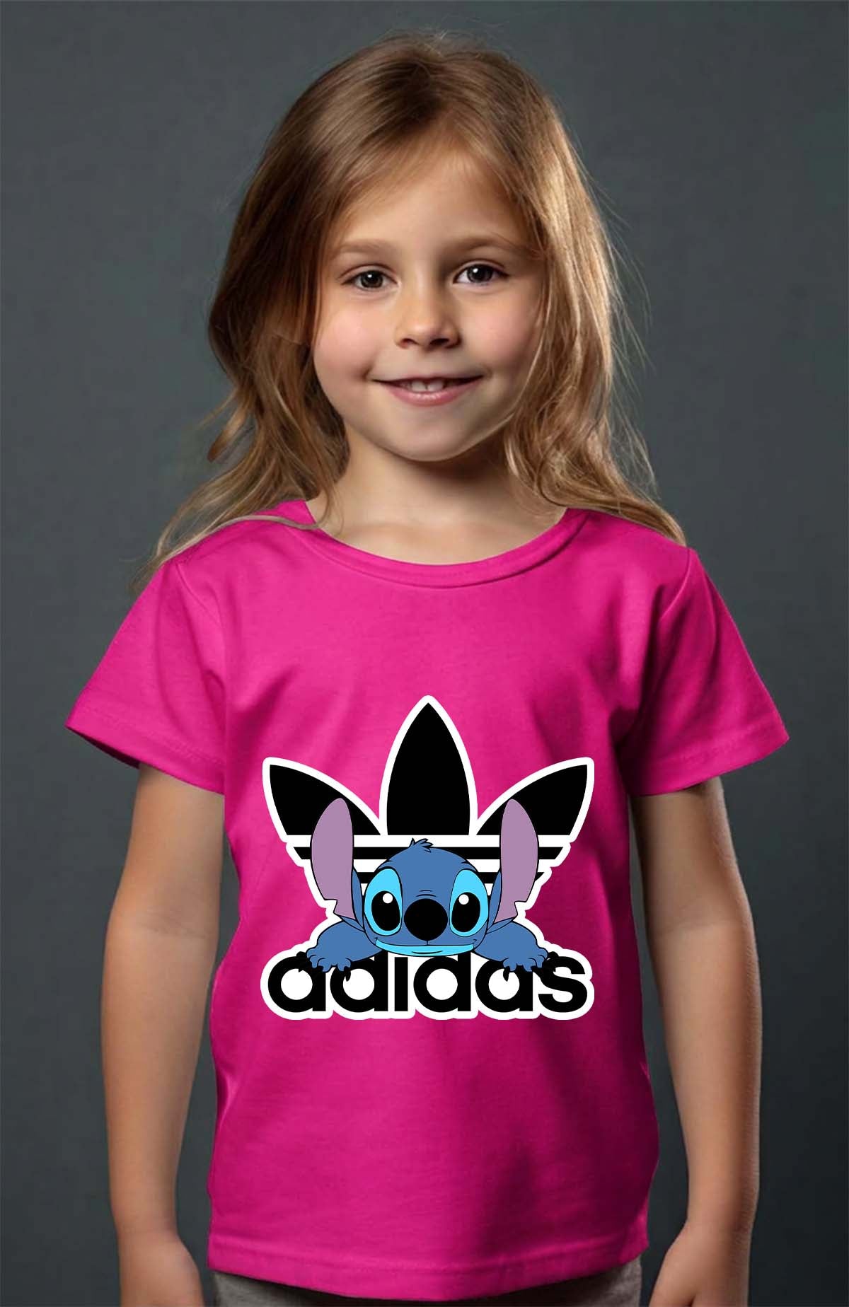 COULEUR:Fuchsia|T-shirt Fille | Stich adid allongé Fuchsia