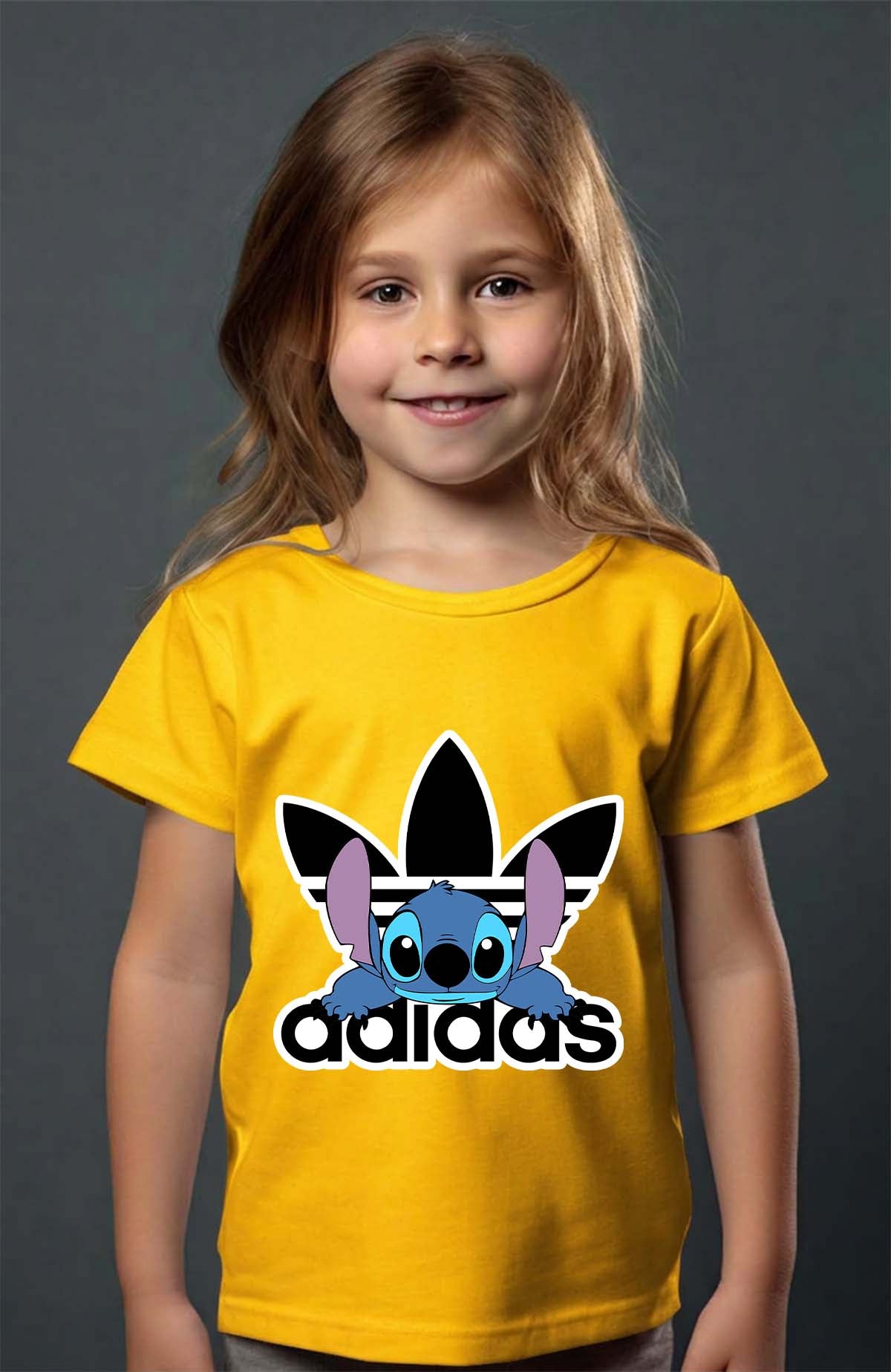 COULEUR:Jaune|T-shirt Fille | Stich adid allongé Jaune