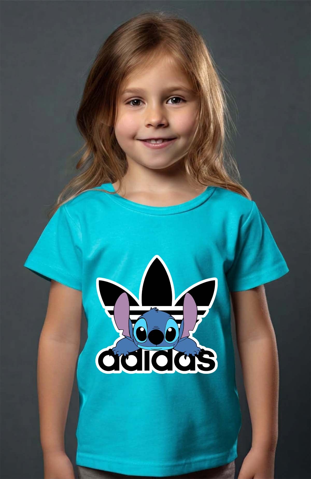 COULEUR:Turquoise|T-shirt Fille | Stich adid allongé Turquoise
