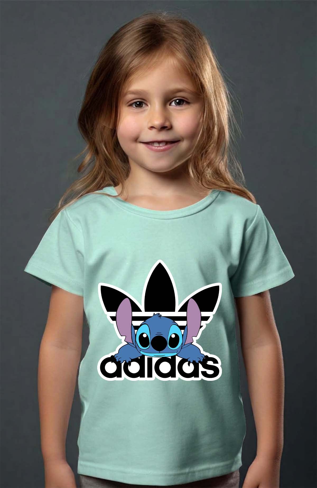 COULEUR:Vert d'eau|T-shirt Fille | Stich adid allongé Vert d'eau