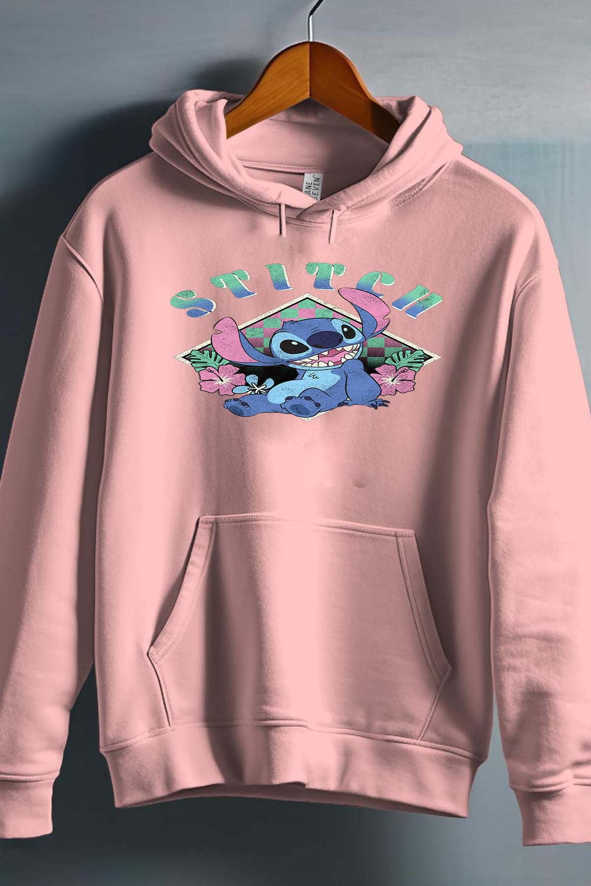 COULEUR:Rose|Sweat Capuche Fille | Stitch JB Rose