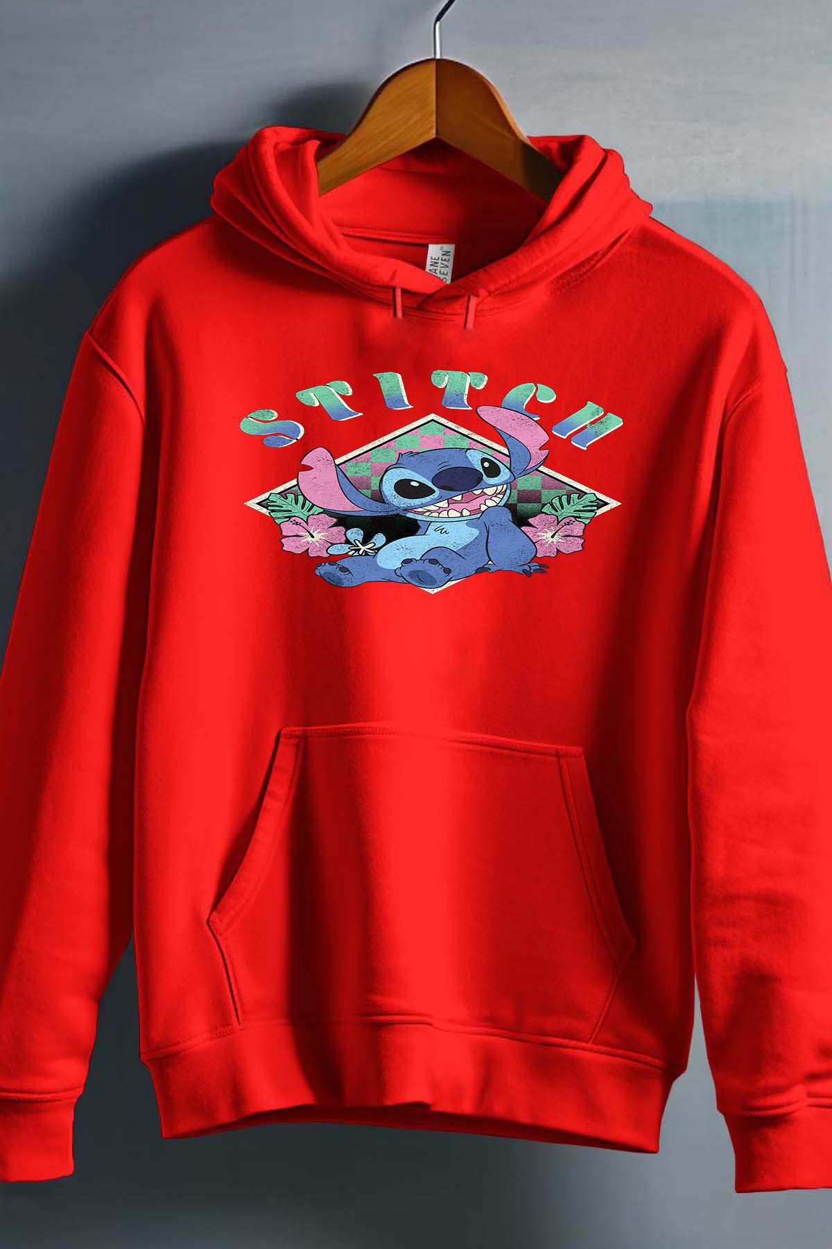 COULEUR:Rouge|Sweat Capuche Homme | Stitch JB Rouge